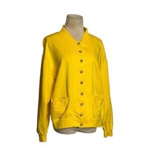 Westbound yellow buttoned cardigan knit top size Medium